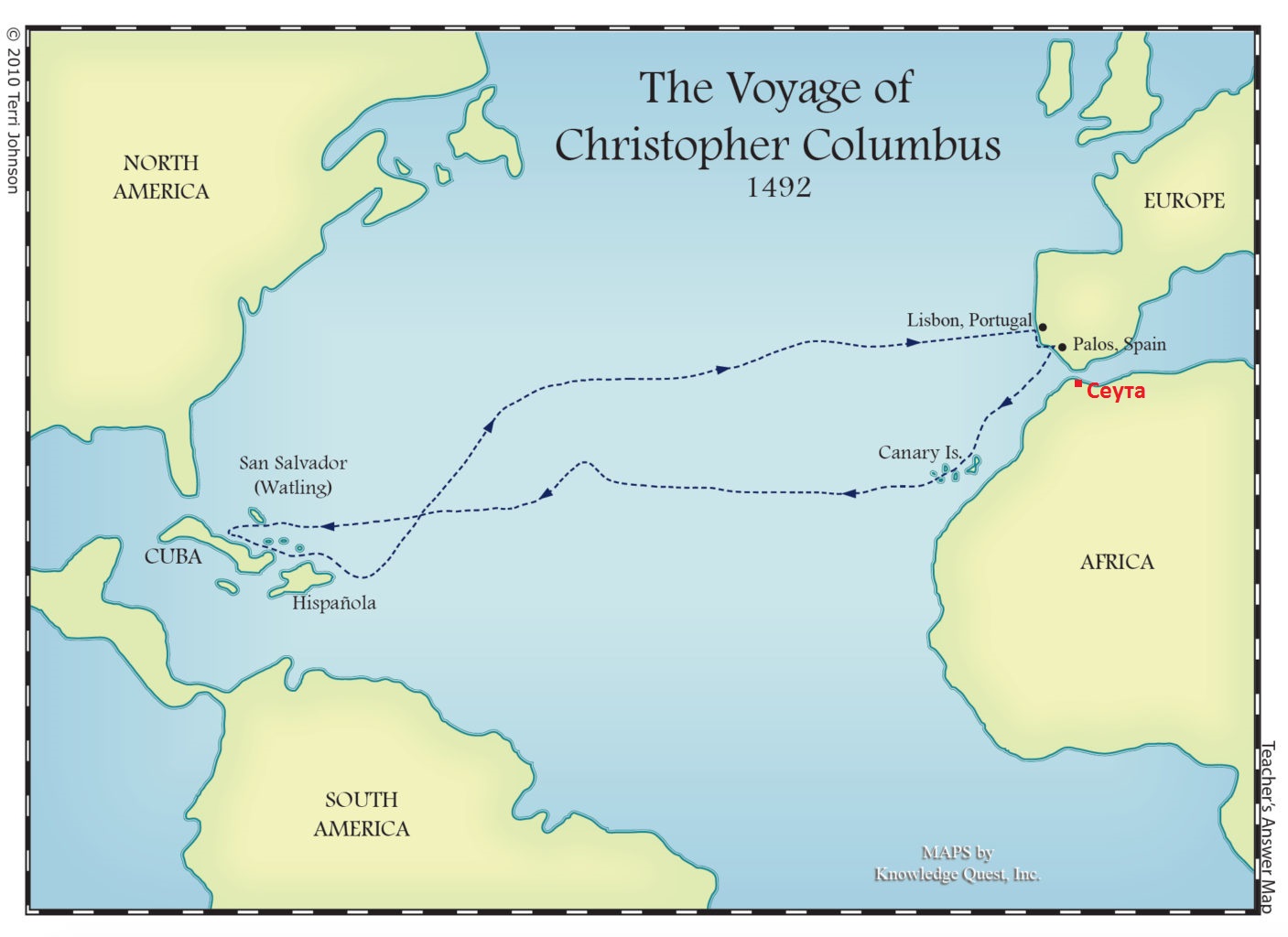 Карта путешествия христофора колумба.