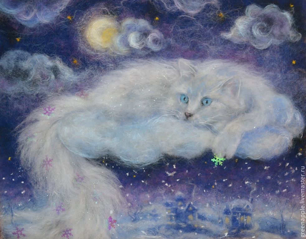 Котэ колыбельная. Кот живопись шерстью. Картины с кошками. Рисование шерстью. Шерстяная акварель котик.