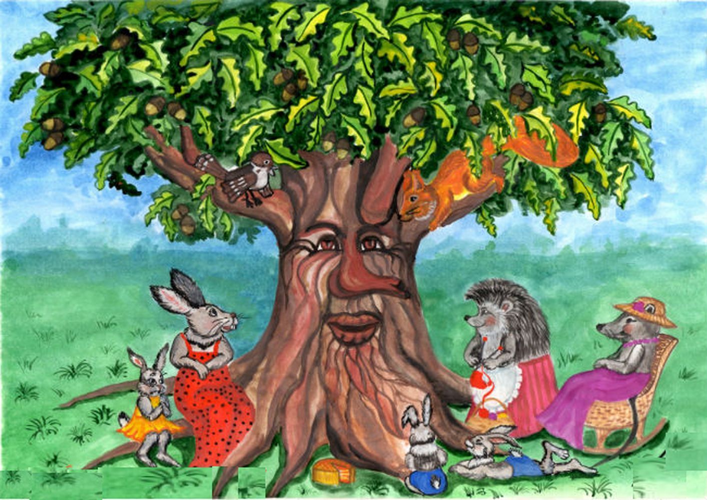 Сказка русский дерева. Э Мошковская дедушка дерево. Дуб и орешник толстой. Сказочное дерево. Сказочный дуб.