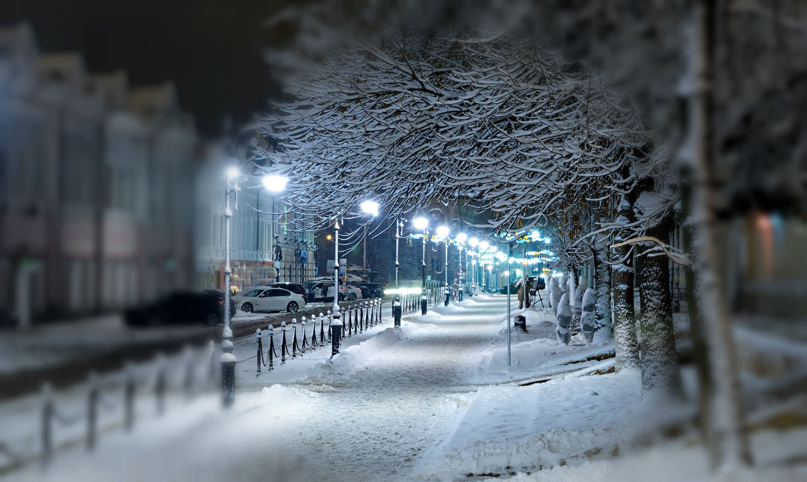 Морозная зима в городе