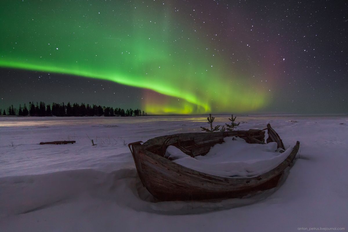 Северное сияние в Карелии