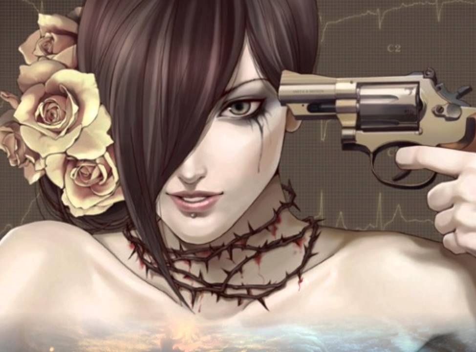 Пистолет у виска рисунок