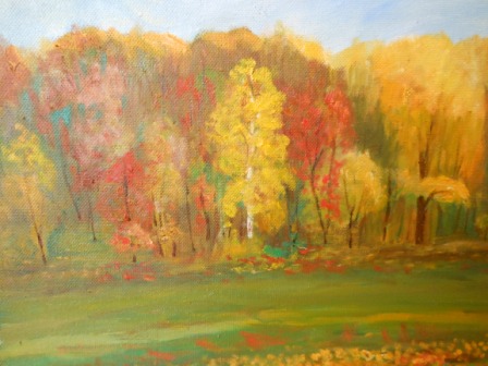 Золотая листва на картине