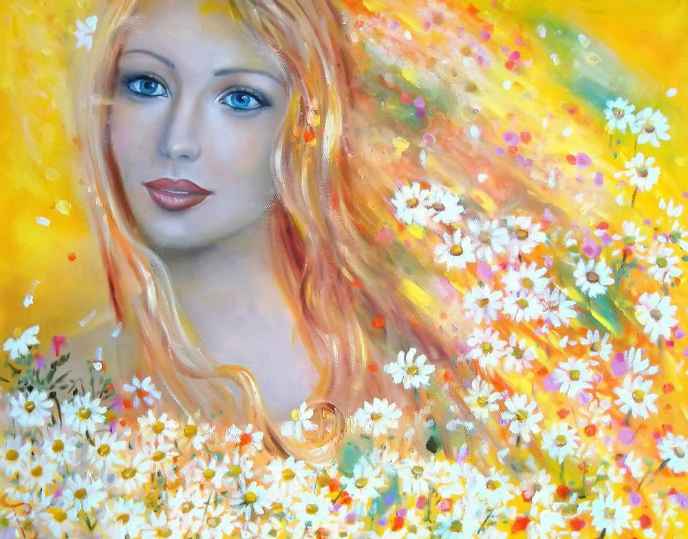 Рисунки девушка весна красивые нарисованные