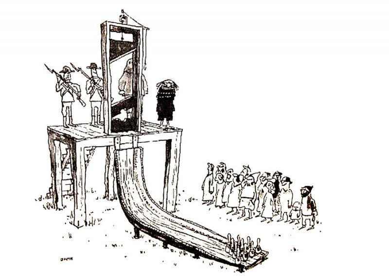 Смерть луны на гильотине рисунок карандашом