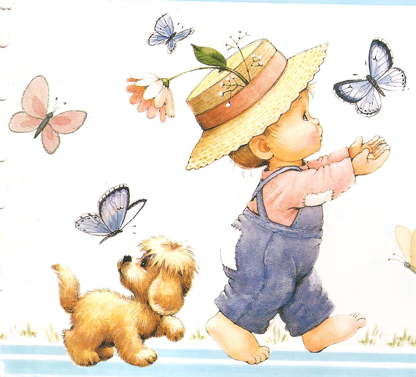 Иллюстрации Ruth Morehead малыш с бабочкой