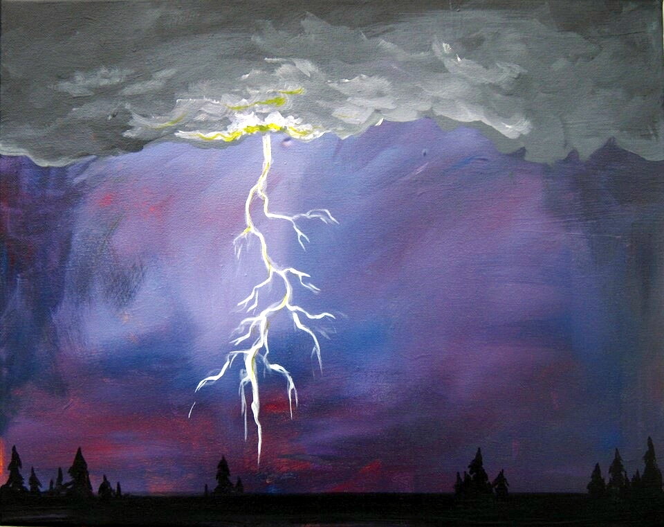 Рисунок к стихотворению в бурю. Молния в живописи. Гроза гуашью. Пейзаж с молнией.