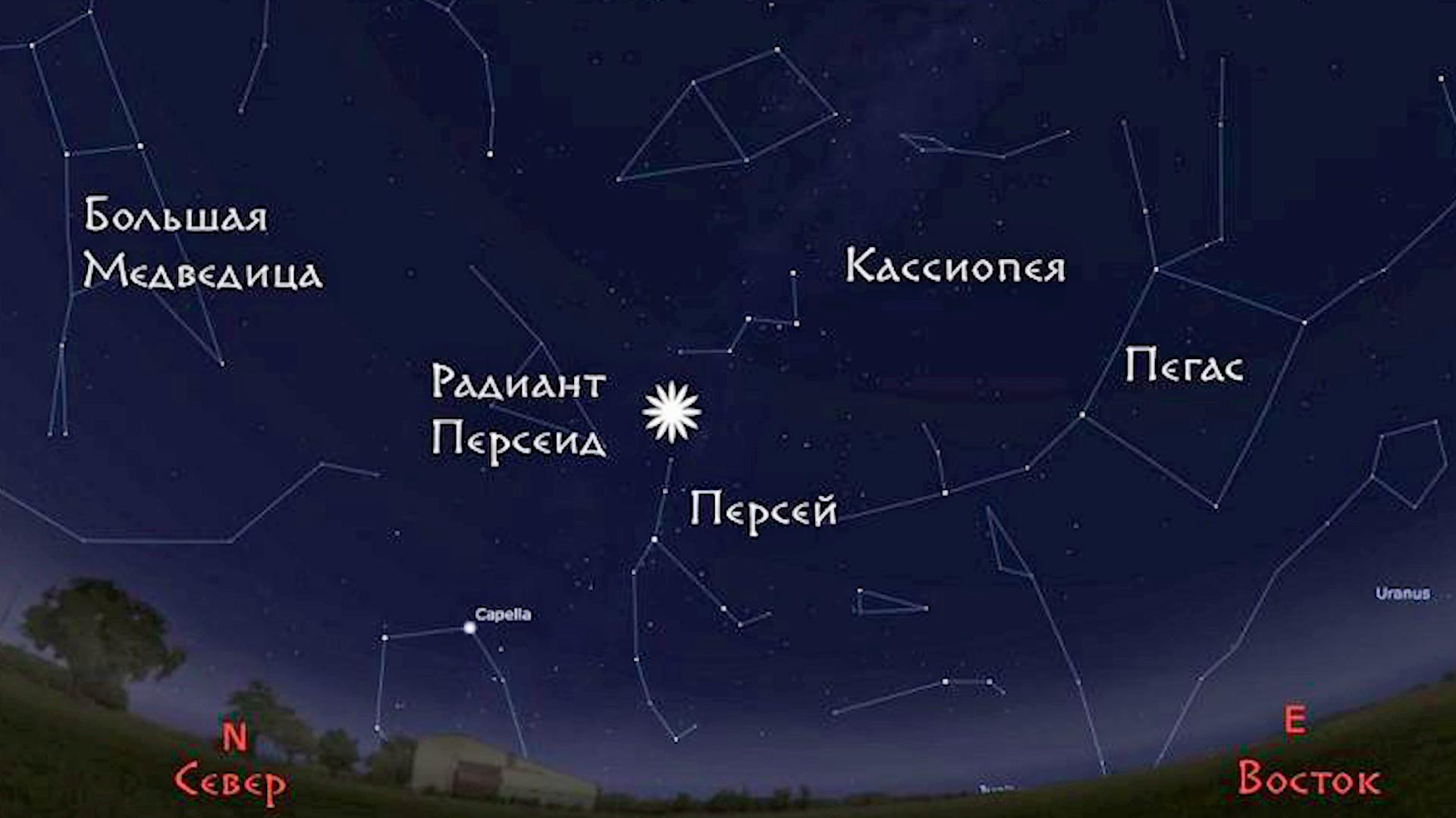 Созвездие Персей на карте звездного неба