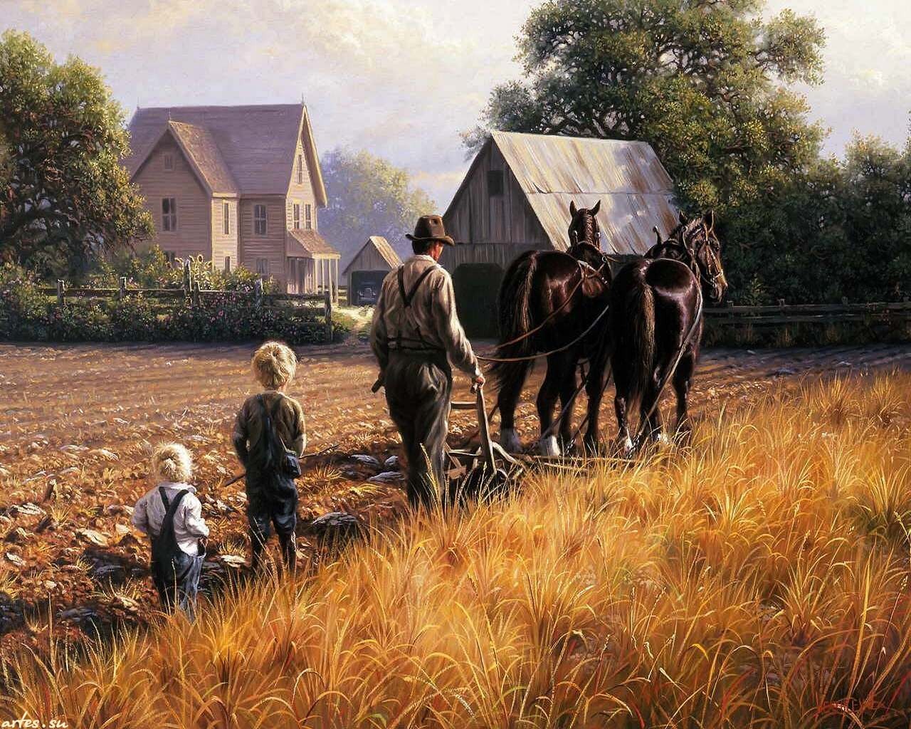 Жизнь сельской деревни. Художник Mark Keathley деревенская жизнь.