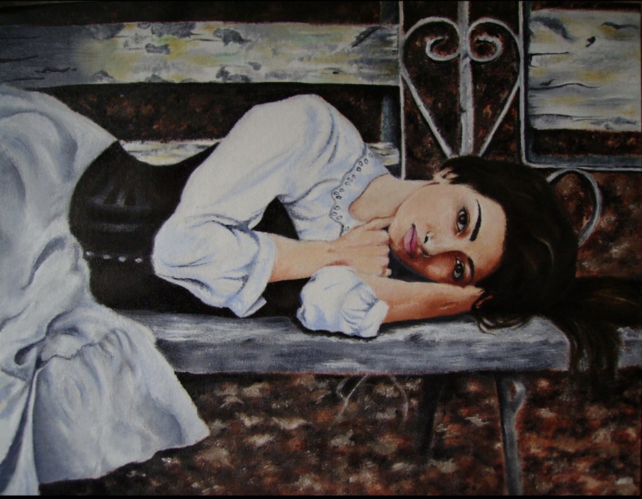 Картина с грустной девушкой