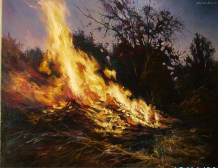 Костер на картинах