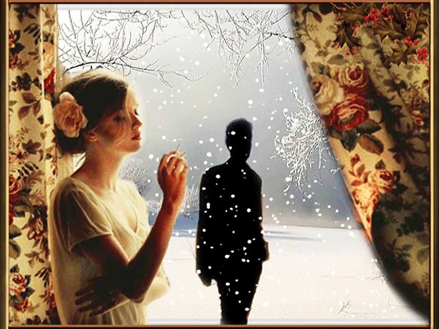 Вечер ожидает быть. Ждет у окна. Зима расставание. Мужчина и женщина у окна. Расставание любовь зима.