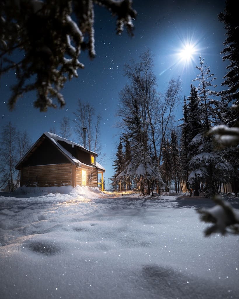 Зимняя ночь. Зимний вечер. Домик в зимнем лесу. Деревня зимой. Зима ночь.