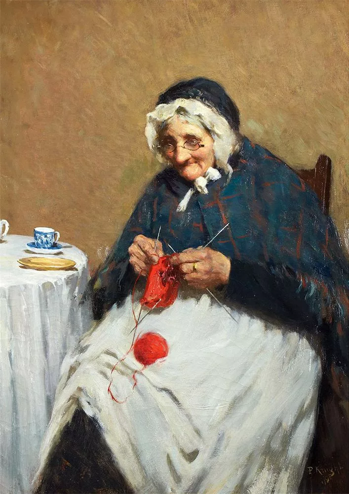 Бабушка вязала всем носочки