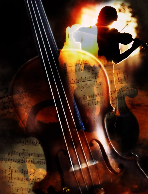 Музыкант выводил трогающие душу мелодии. Скрипка. Скрипка в ночи. Скрипка в огне. Скрипка с порванными струнами.