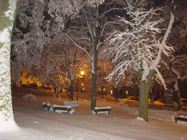 Уснул мой город в белоснежных объятьях