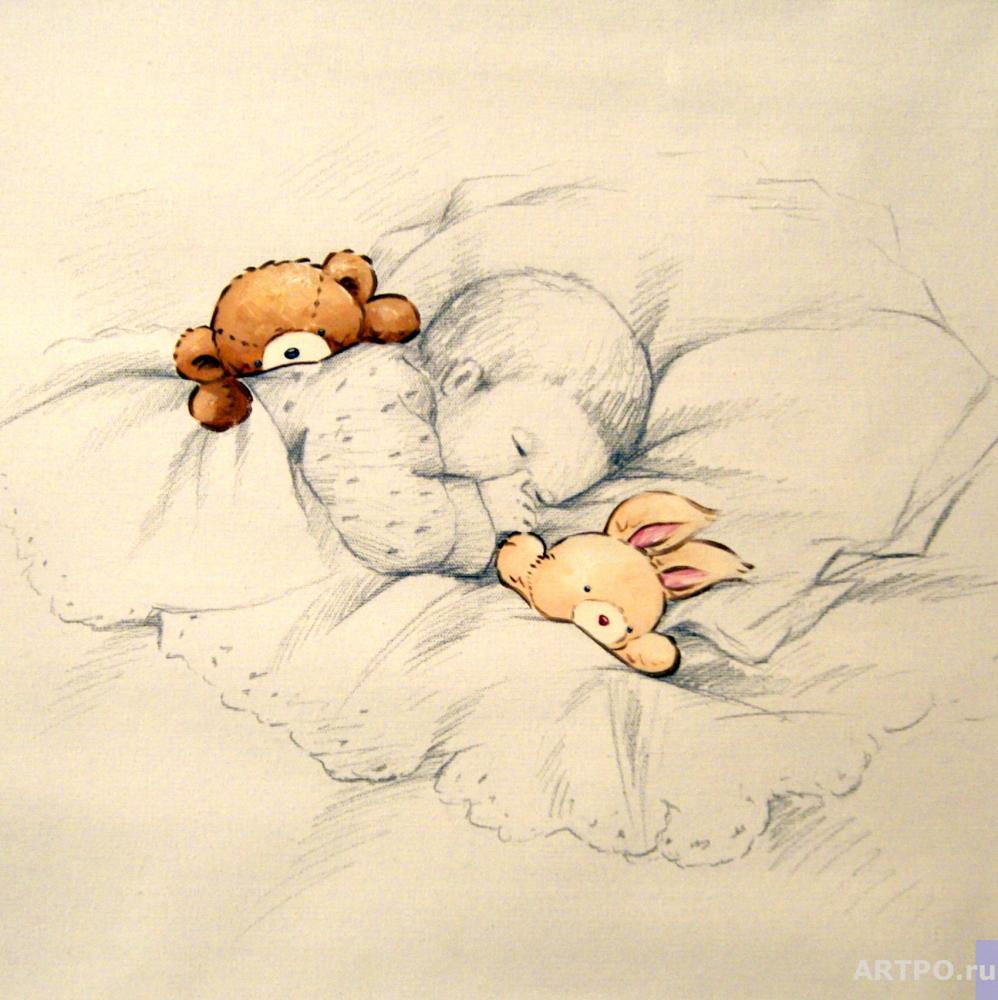 Кровать спящий мишка