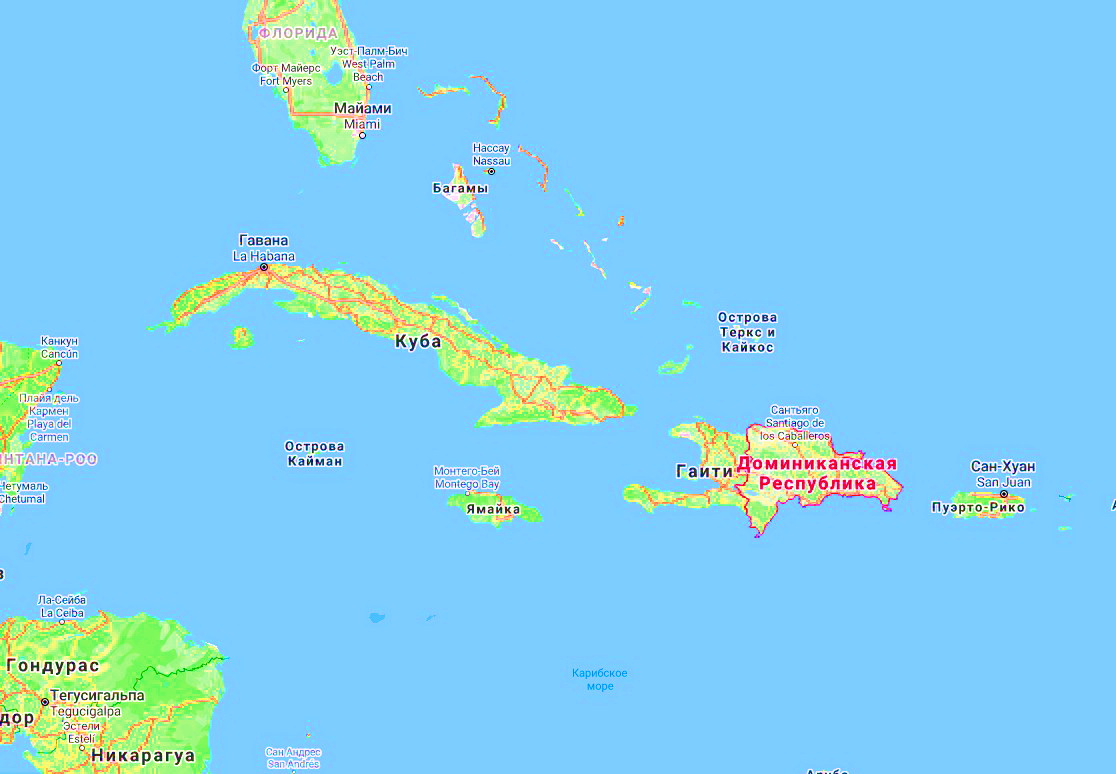 Покажи на карте доминикану