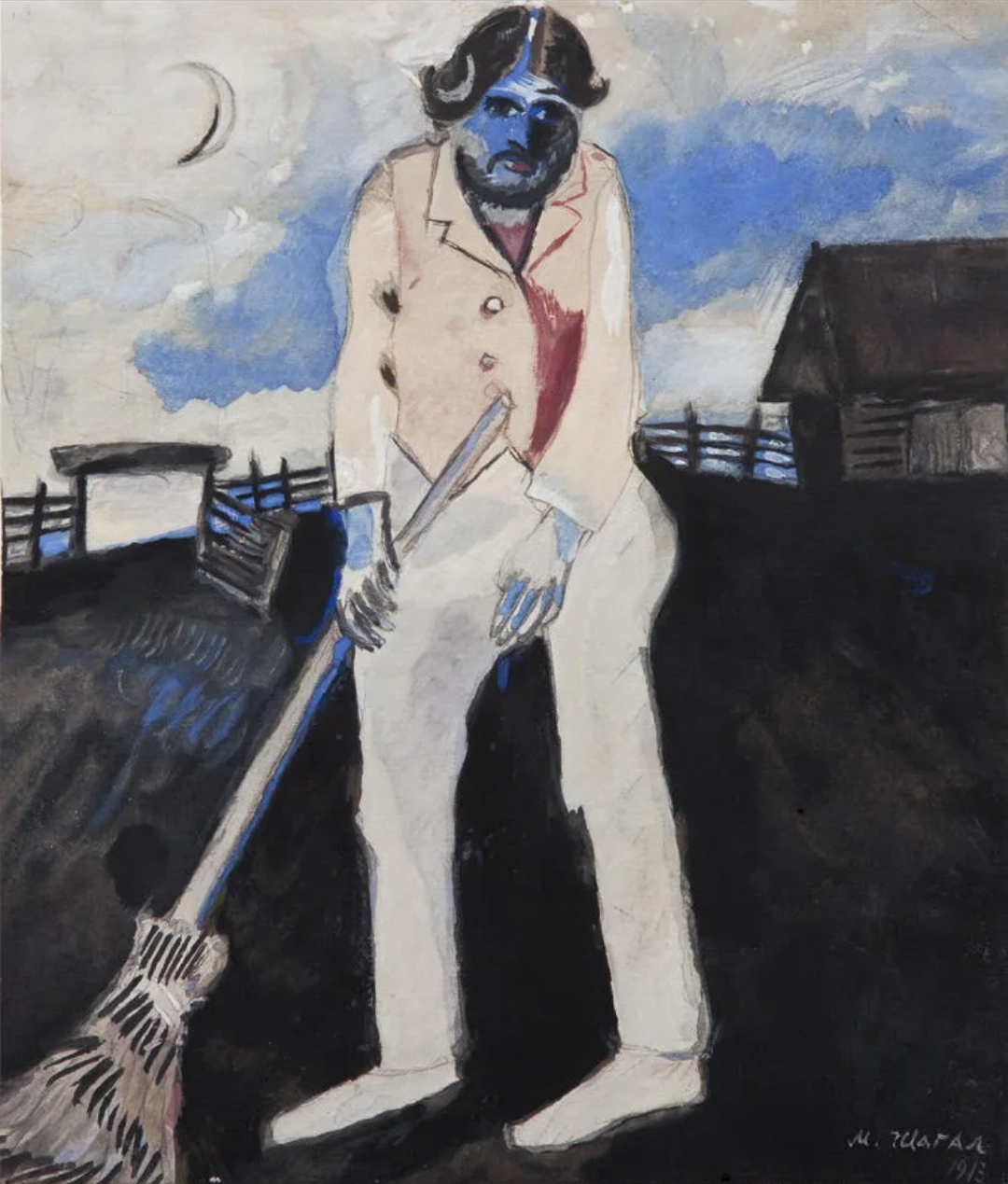 Еврейский авангард шагал альтман. Марка Шагала метельщик картина. Альтман портрет Шагала.
