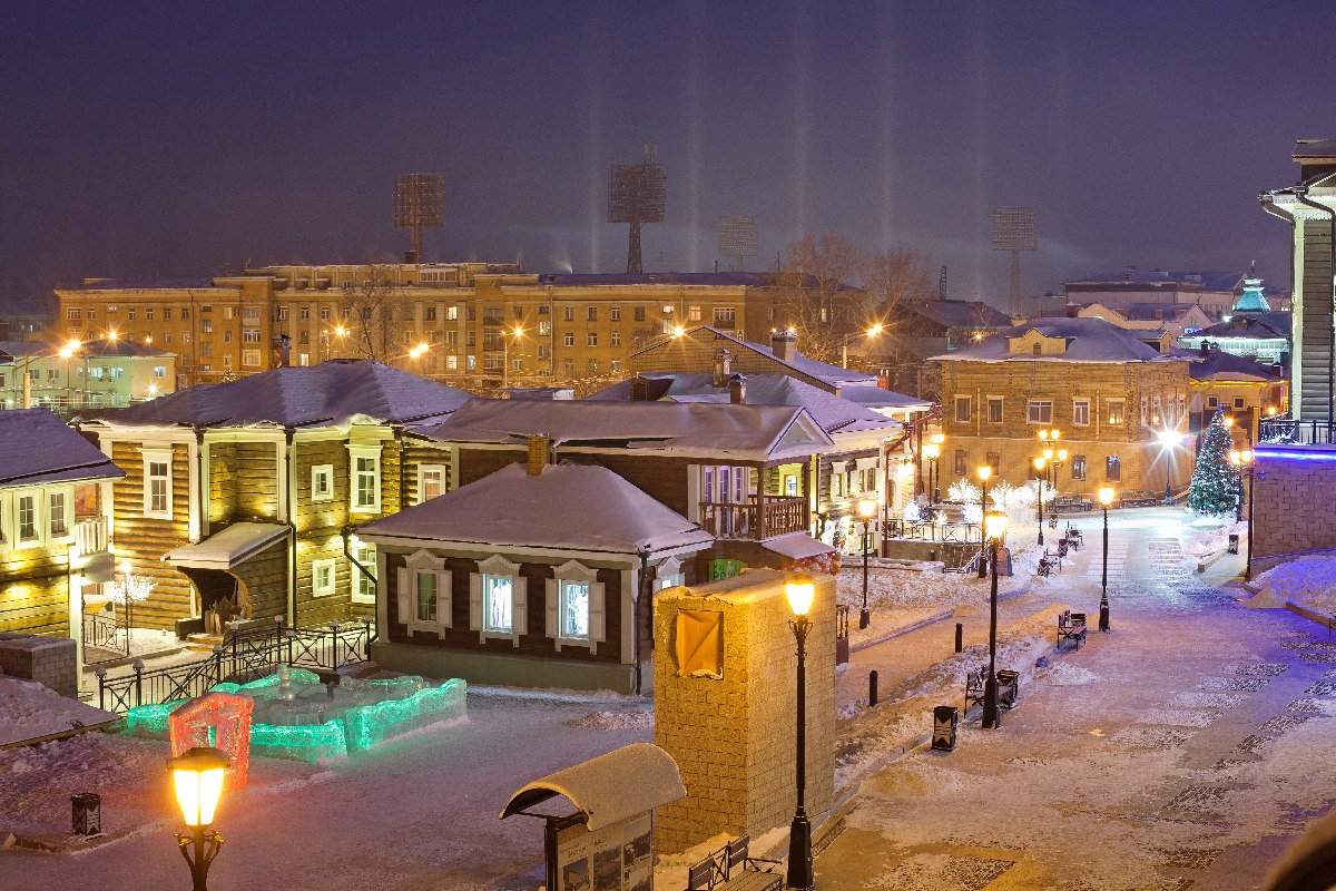 Ночной зимний Иркутск