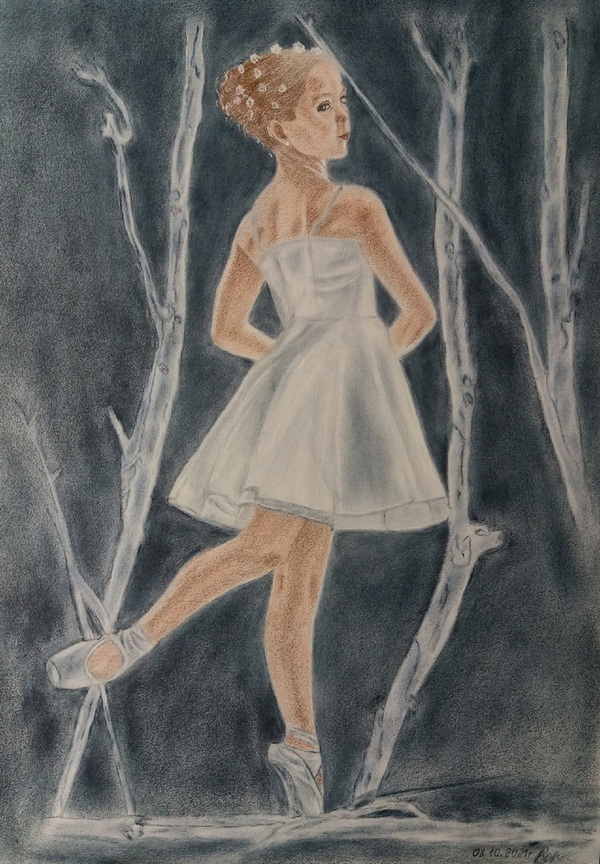 На писанной маслом картине изображена юная девушка в длинном платье егэ