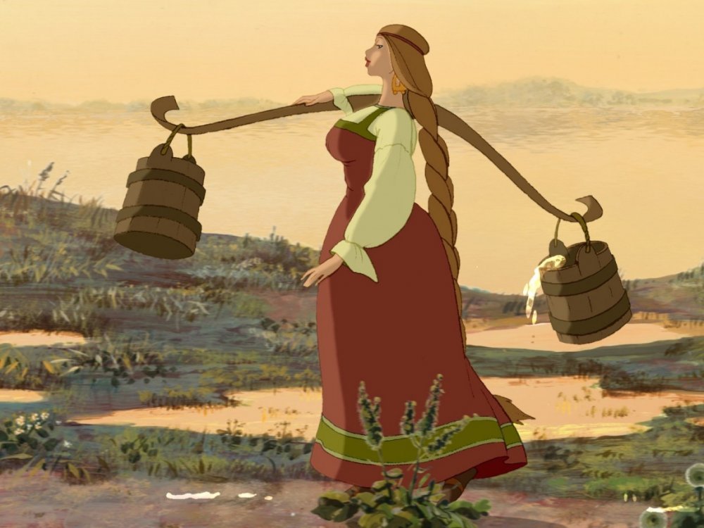 Ведро с коромыслом рисунок