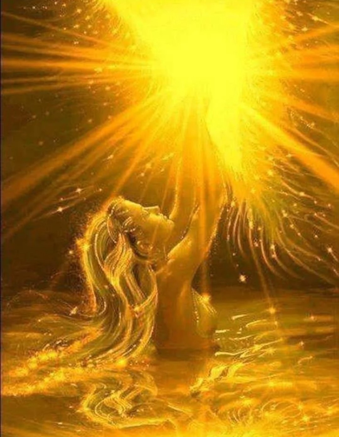 Включи свет души. Самонастройка Луч Афродиты золотые нити. Девушка в солнечных лучах. Женщина солнце. Богиня в лучах солнца.