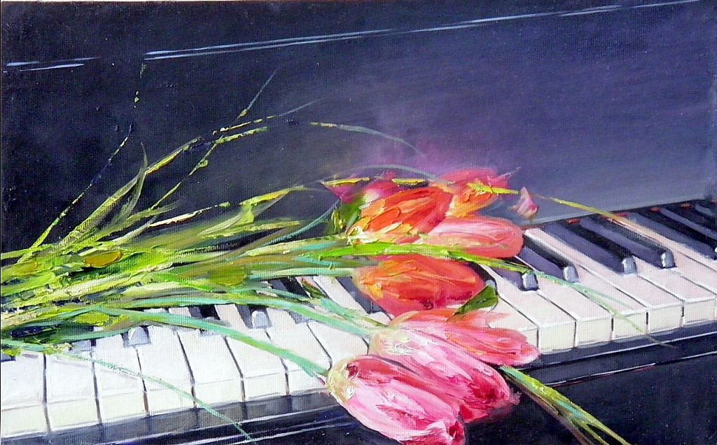 картина ольга дарчук осенний вальс. яркие нотки. музыкальные картинки. романс в живописи. музыкальные инструменты композиция.