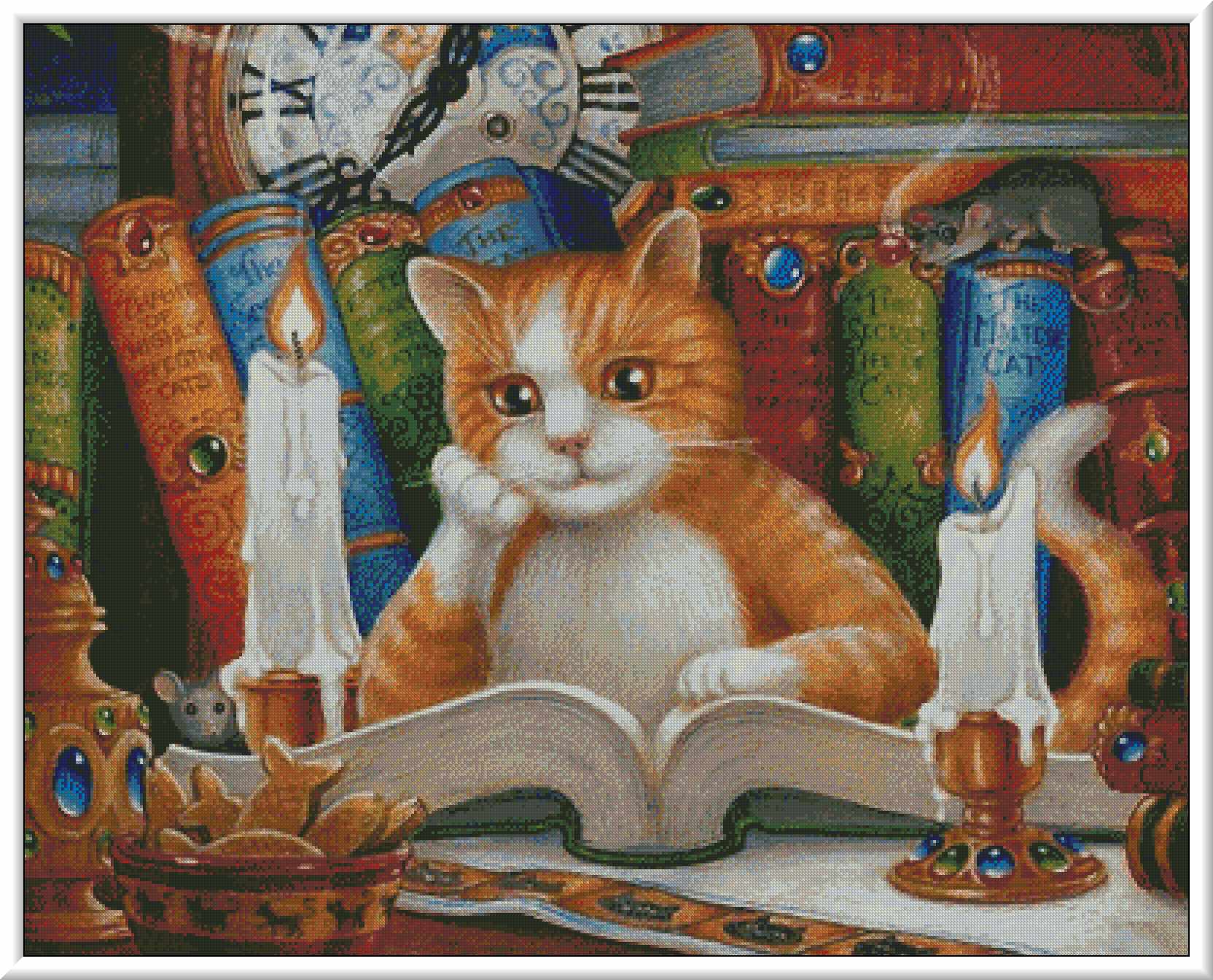 Кот герой произведений. Алмазная мозаика кот ученый. Художник Randal Spangler. Кот ученый. Сказочный кот.