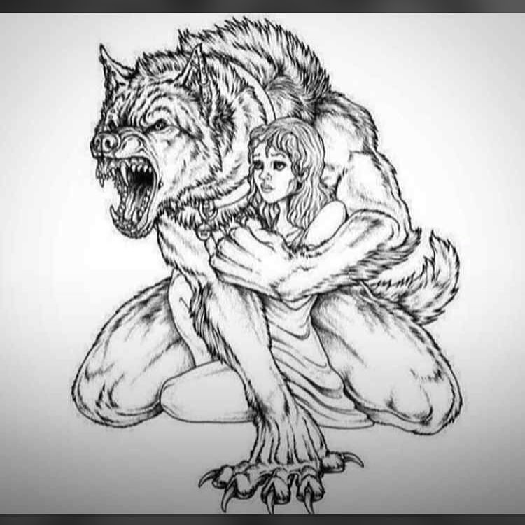 Картинка волк защищает девушку