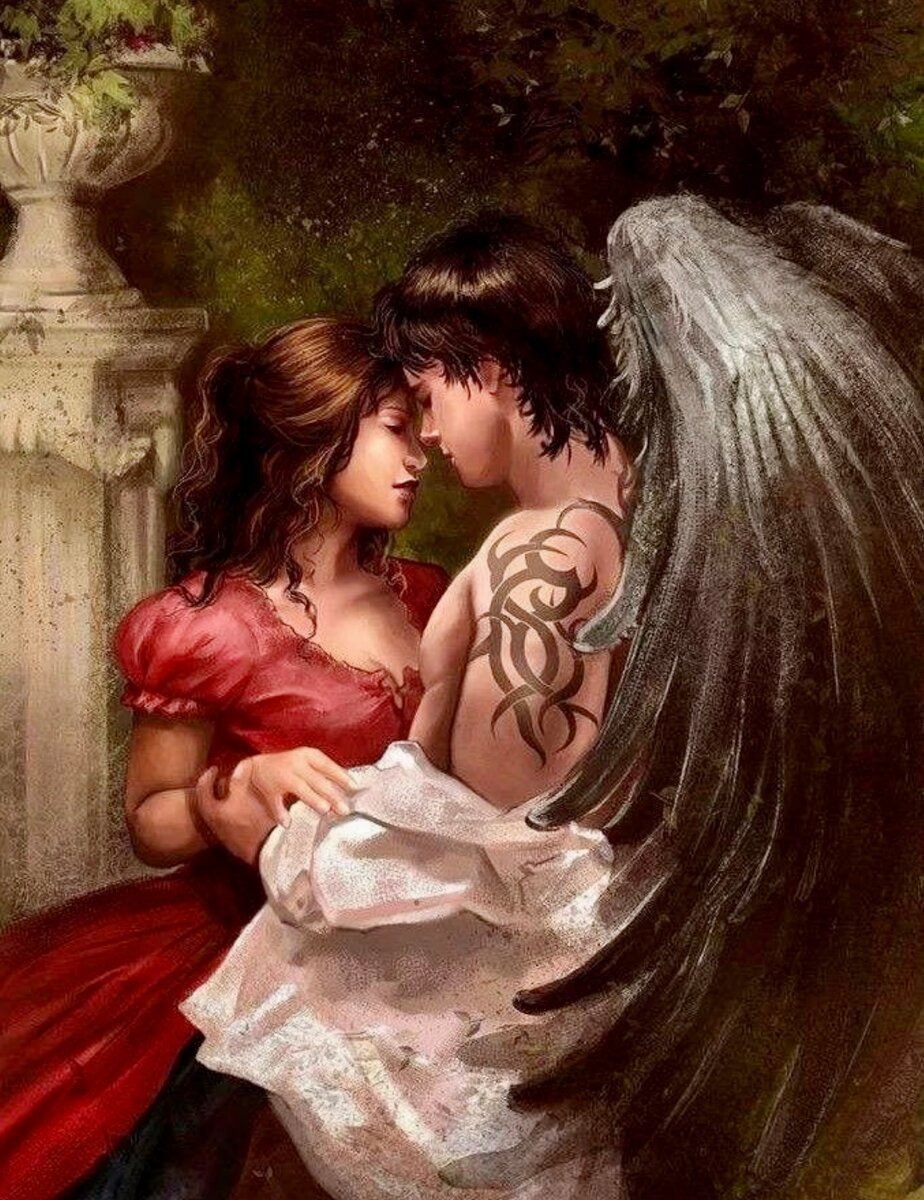 Angel s love. Фэнтези любовь. Демоны любви. Поцелуй ангела. Картинки фэнтези любовь и страсть.