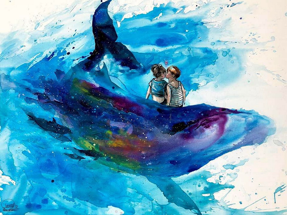 Кит личная жизнь. Девочка и кит. Картина девушка и кит.