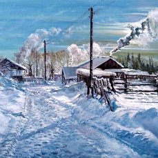 На картине зима