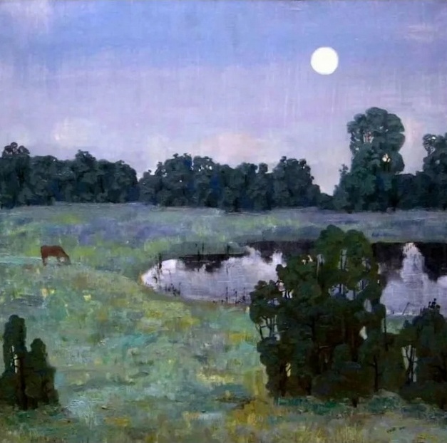 Сумерки луна левитан картина