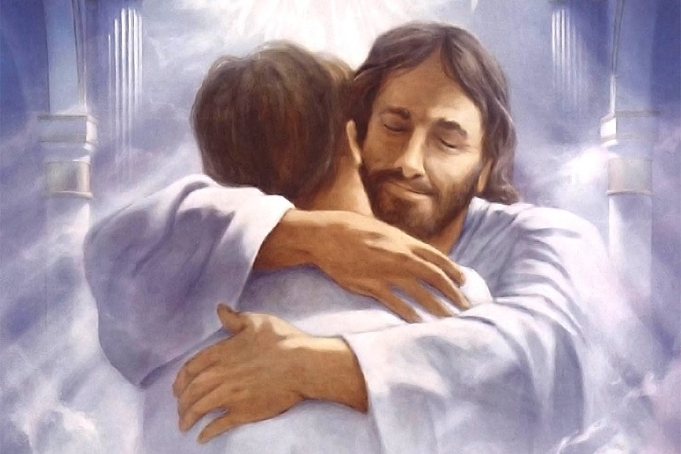 Прощение раскаявшихся. " Иисус. Бог и человек". ( Jesus).. Господь обнимает. Объятия Бога. Христос обнимает человека.