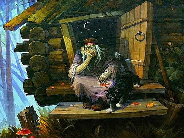 Картинки баба яга с котом