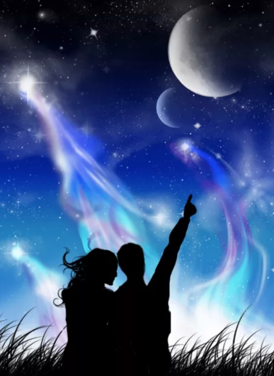 Танцы во снах. Двое под звездами. Ночь любви. Космическая любовь. Любовь под звездами.