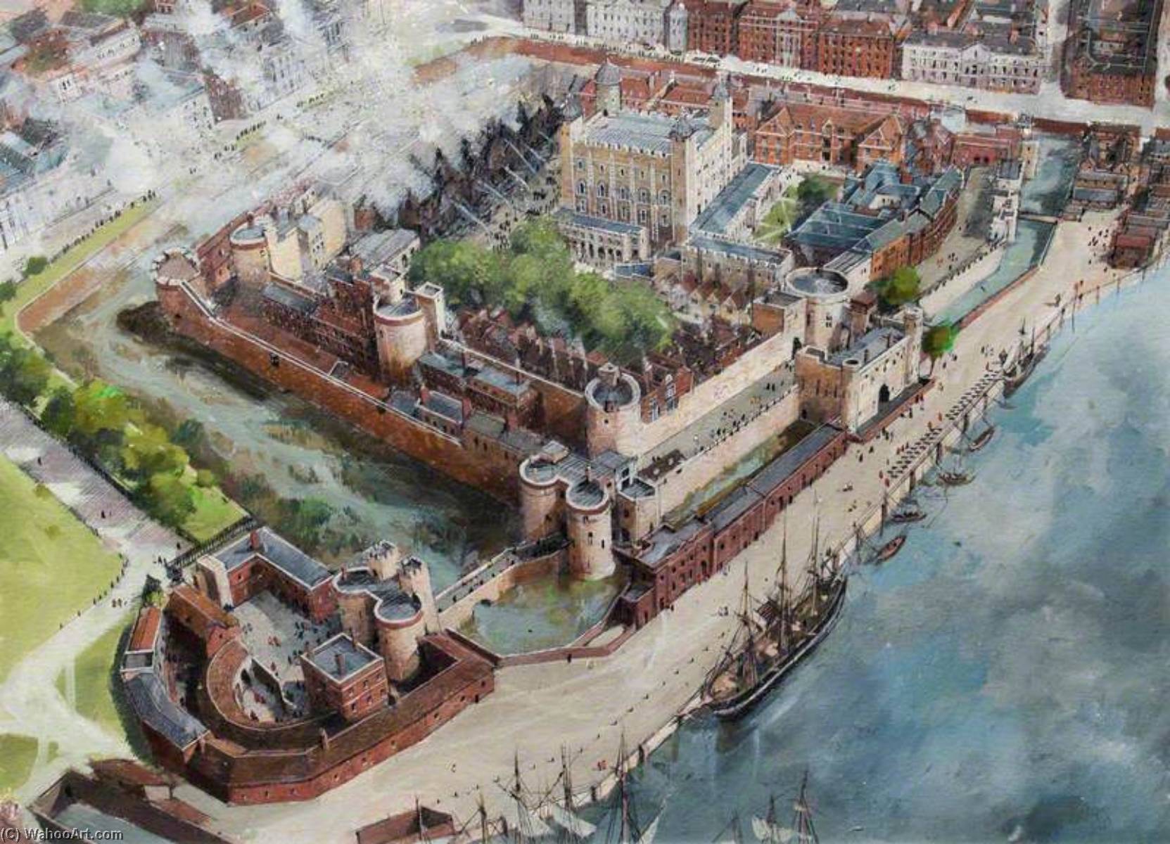 Реконструкция крепости. Тауэр 17 век. Тауэр в 16 веке. Тауэр Англия средневековье. Тауэр 11 века Лондон.