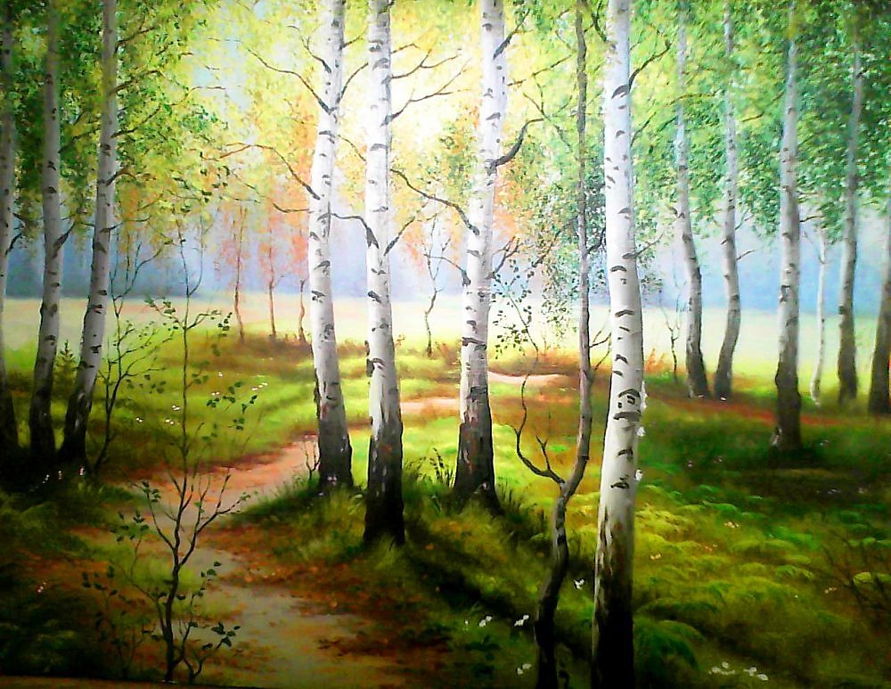 Пейзажи с березами рисунки