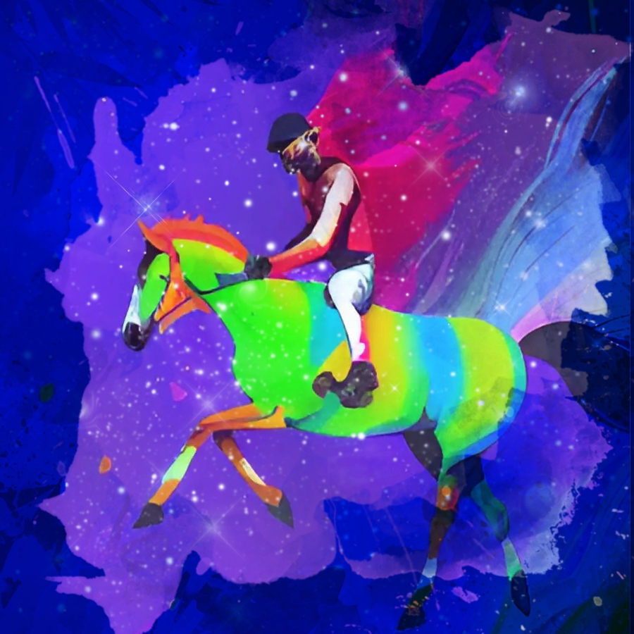 На радужном пони верхом