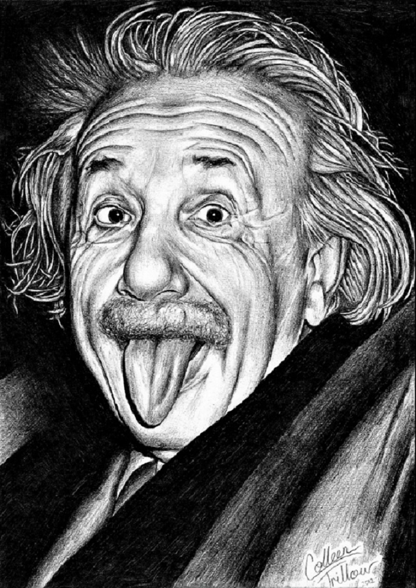 Гениальный язык. Портрет Эйнштейна. Портреты ученых Эйнштейн.