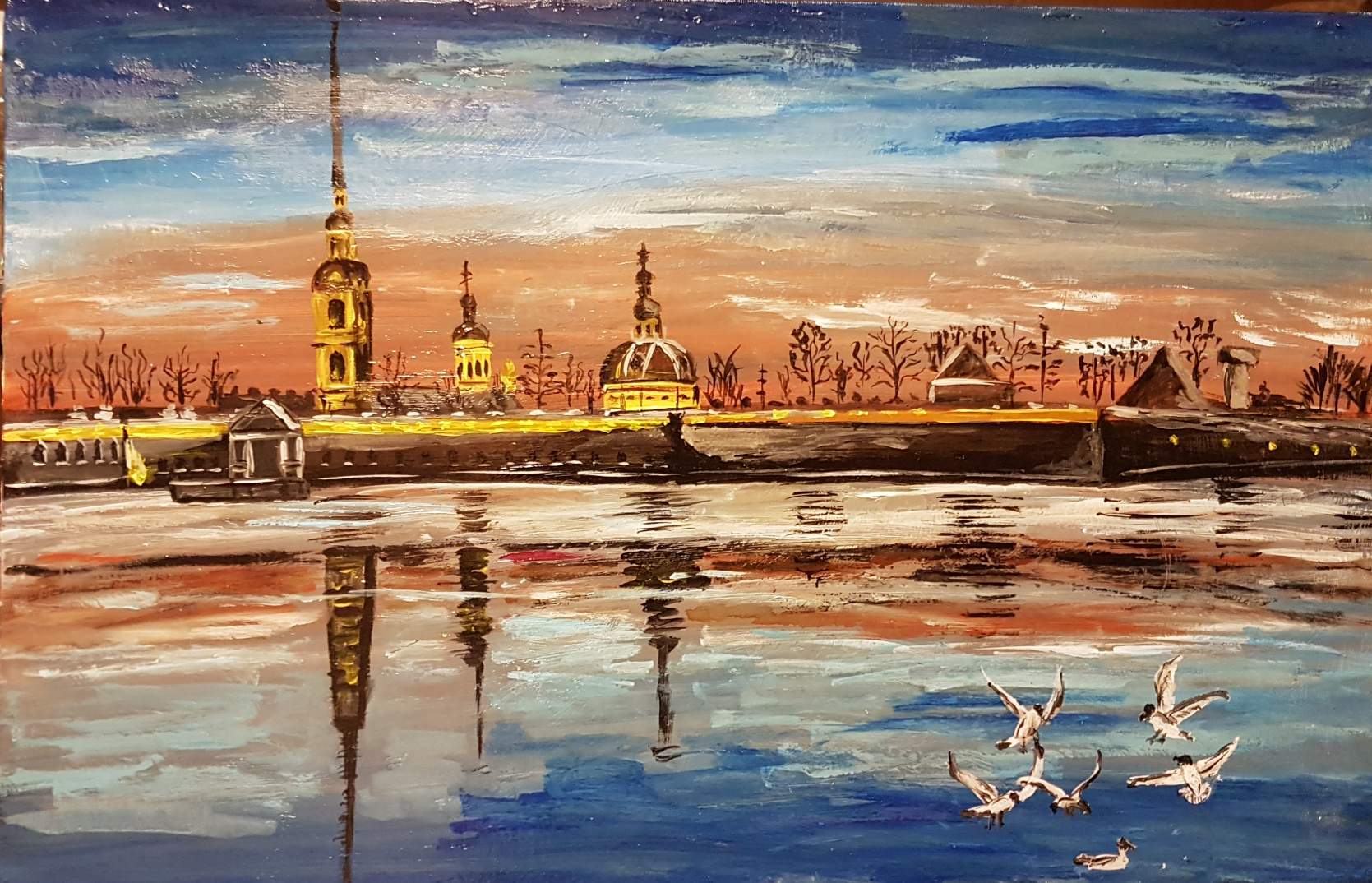 Санкт Петербург Нева Чайки