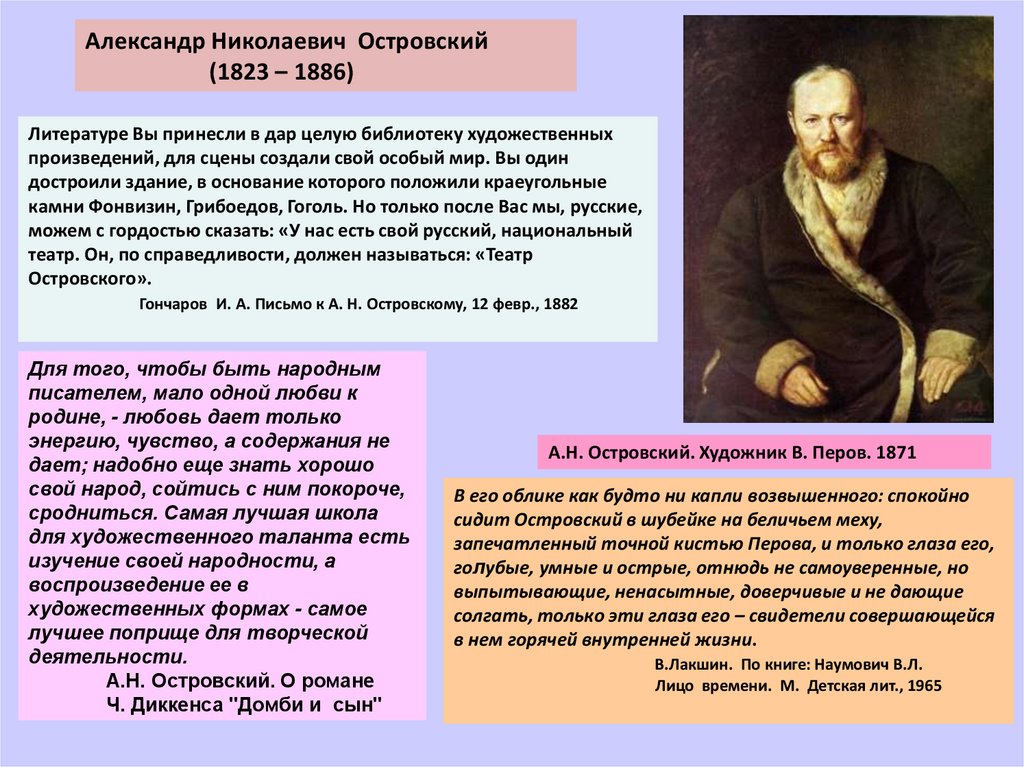 Презентация по произведениям островского