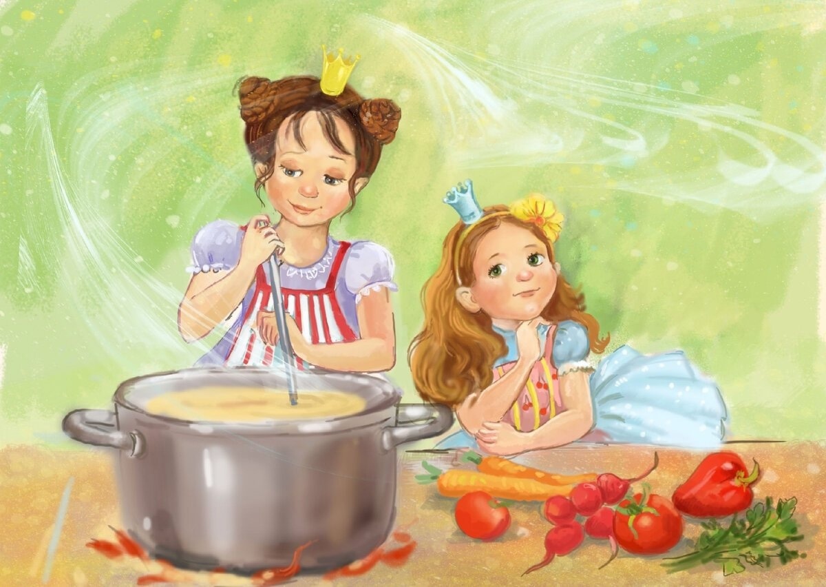 Музыка мамины помощники. Готовка иллюстрация. Девочка готовит. Иллюстрации приготовления пищи. Готовка на кухне рисунок.