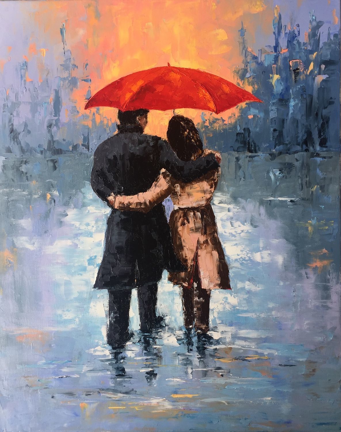 Влюбленные под зонтиком