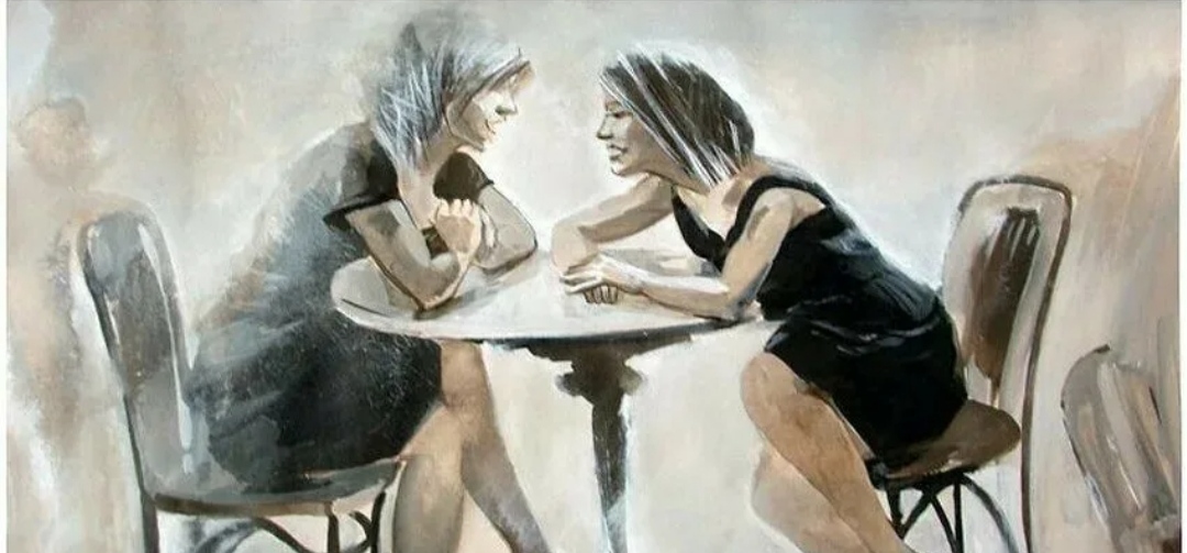 Подруги сидели и пили. Подруги живопись. Две подруги живопись. Подруги в кафе живопись.
