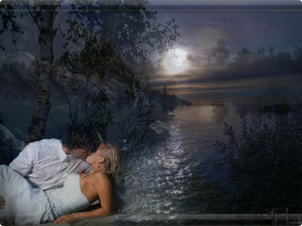 Песня на другом берегу реки. Двое у реки. Романтическая ночь. Влюбленные у реки. Тишина на двоих.