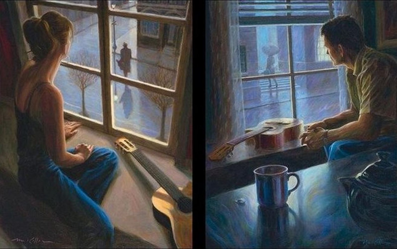 Не видна картина. Художник Марк Келлер девушка у окна. Мужчина и женщина у окна. Картина расставание. Влюбленные у окна.