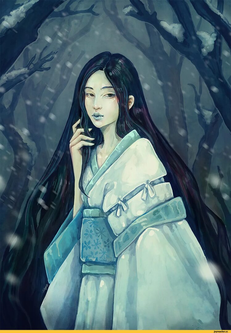 Вдова юки онна не умеющая. Юки Онна. Юки-Онна мифология Японии. Юки Онна Ёкай. Снежная женщина Юки-Онна.