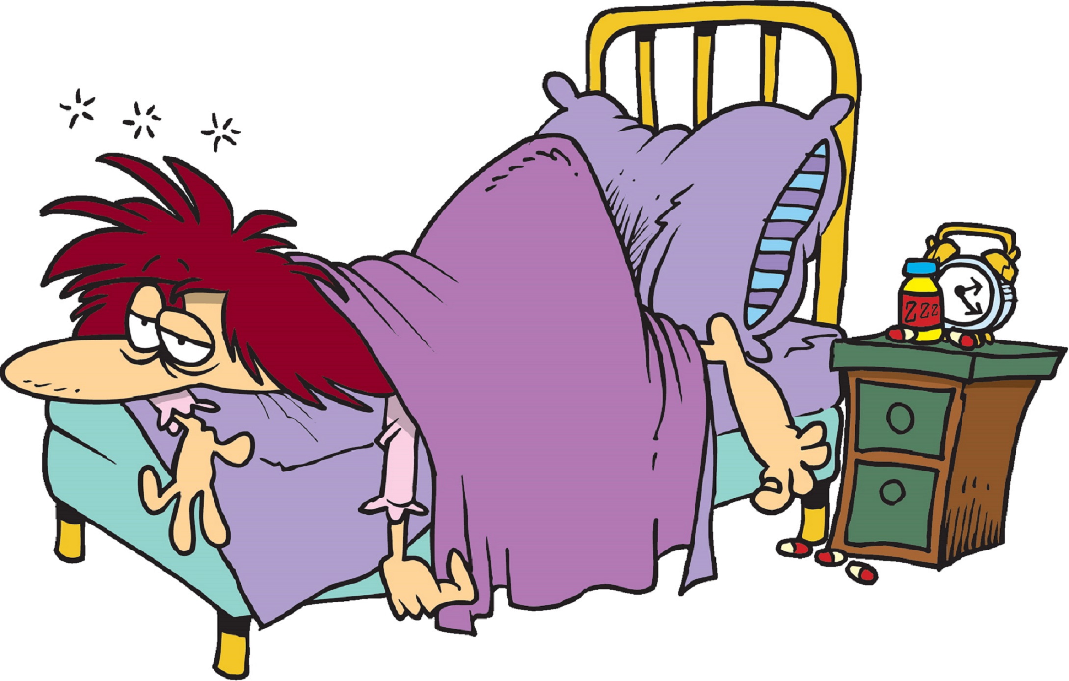 Плохо устала. Карикатура больной в кровати. Больной человек карикатура. Бессонница карикатура. Уставшая женщина карикатура.